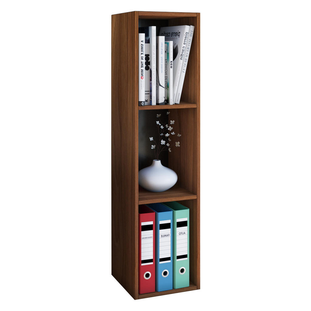 Dvd-regal Mit 3 Fächern Mendas B: 34 Cm Nuss Dekor