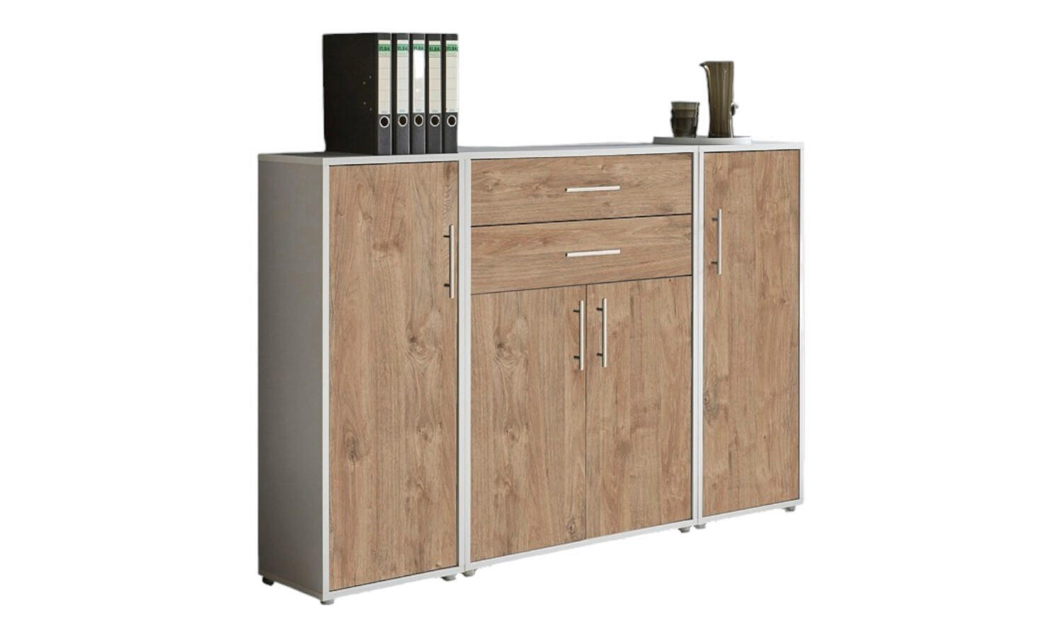 AKTENSCHRANK Grau, Eichefarben  - Eichefarben/Grau, MODERN, Holzwerkstoff (172,6/113,6/33cm) - MID.YOU