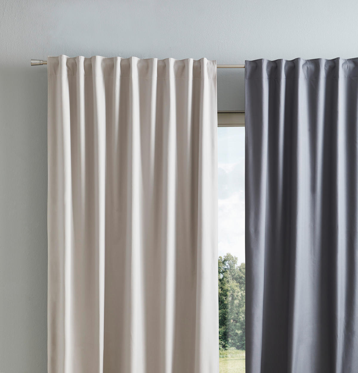 HOTOVÝ ZÁVĚS, black-out (nepropouští světlo), 135/300 cm - šedá, Basics, textil (135/300cm) - Esposa