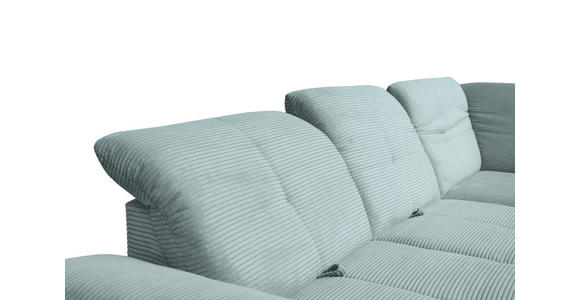 ECKSOFA in Cord Pastellblau  - Pastellblau/Schwarz, Design, Textil/Metall (313/242cm) - Xora