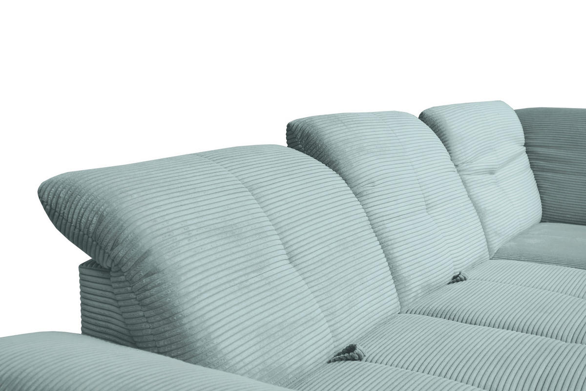 ECKSOFA in Cord Pastellblau  - Pastellblau/Schwarz, Design, Textil/Metall (313/242cm) - Xora