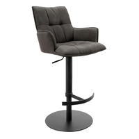 BARHOCKER Mikrofaser Schwarz, Dunkelgrau Eisen Stoffauswahl, Typenauswahl, Sitzfläche 360° drehbar  - Dunkelgrau/Schwarz, Design, Textil/Metall (56/100/56cm) - Novel