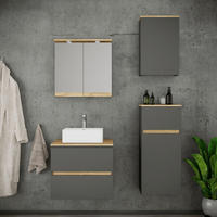 BADEZIMMER 5-teilig 100 cm  - Honigeiche/Weiss, Trend, Keramik/Holzwerkstoff (100cm) - MID.YOU