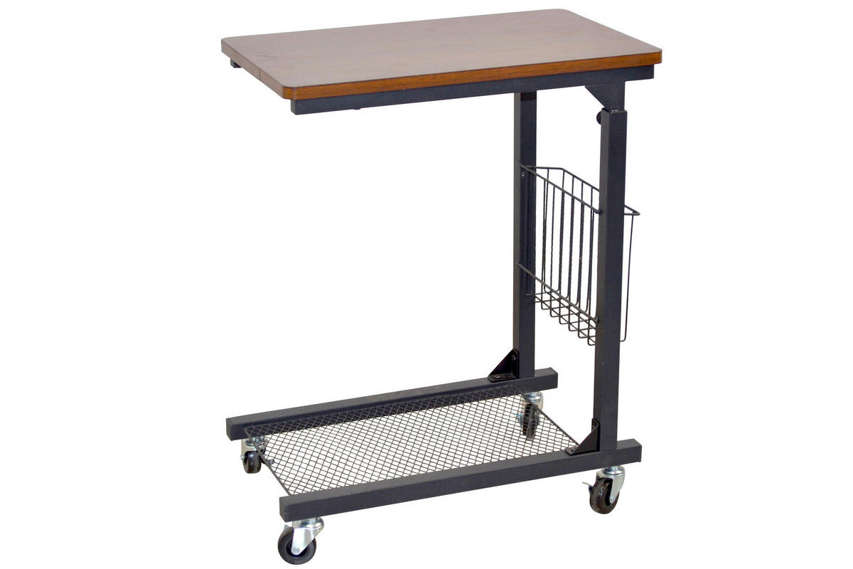 BEISTELLTISCH 49/30/61-81 cm Schwarz, Nussbaumfarben rechteckig  - Nussbaumfarben/Schwarz, Design, Holzwerkstoff/Kunststoff (49/30/61-81cm) - MID.YOU