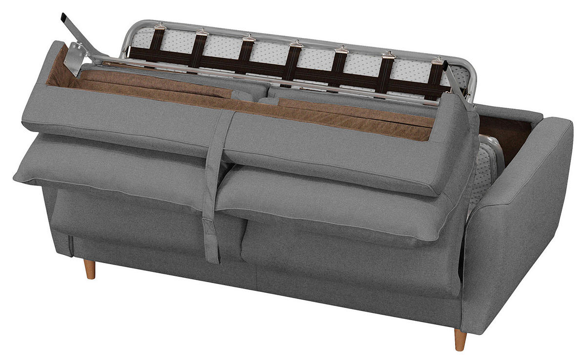 SCHLAFSOFA in Textil Dunkelgrau  - Dunkelgrau/Buchefarben, Design, Holz/Textil (195/90/102cm) - Livetastic