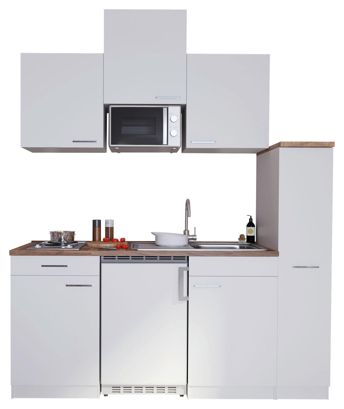 MODULKÖK 180 cm   i vit  - vit/nötfärg, Basics, trämaterial/plast (180cm) - Respekta