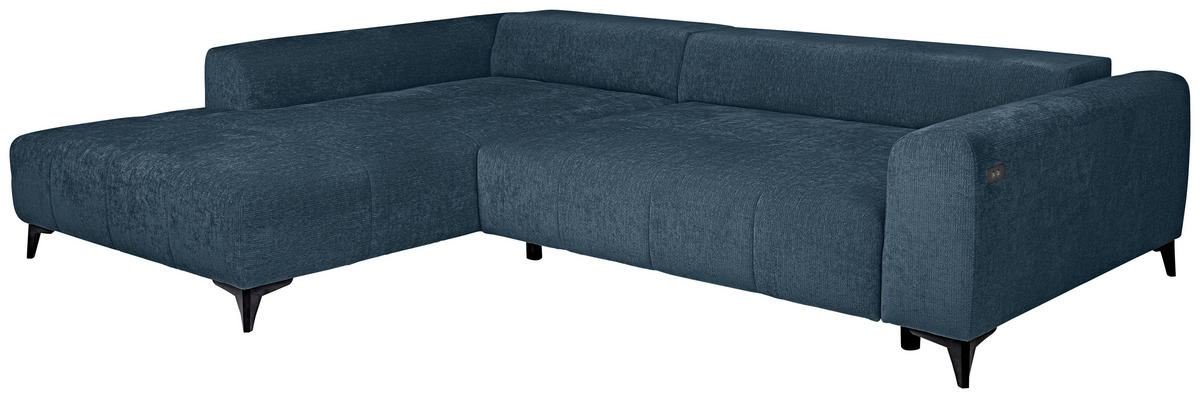 HÖRNSOFFA i chenille blå  - blå/svart, Klassisk, textil/plast (222/279cm) - MID.YOU