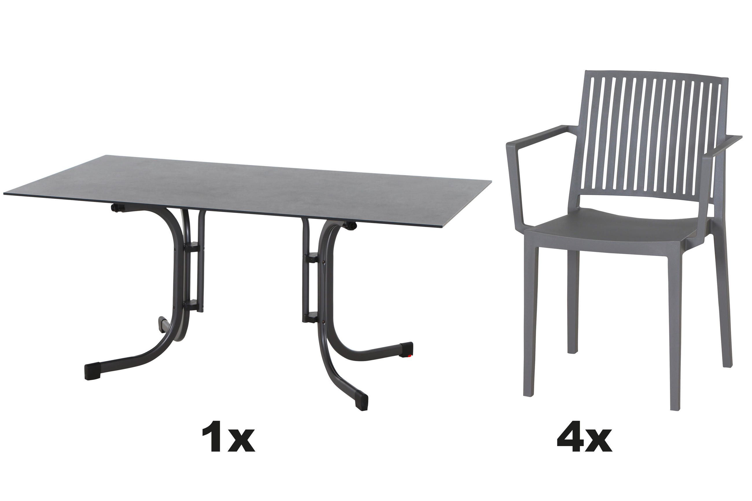GARTENGARNITUR 5-teilig  - Anthrazit/Grau, Basics, Holzwerkstoff/Kunststoff (90/80/160cm) - Siena Garden