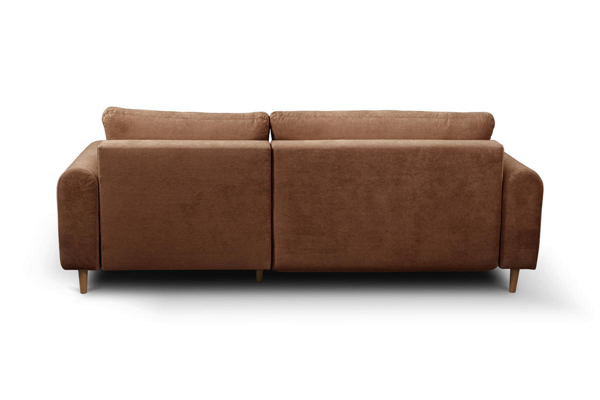 ECKSOFA VIRA Kupferfarben Struktur Rückenkissen, Bettkasten, Liegefläche im Originalstoff  - Naturfarben/Kupferfarben, Design, Holz/Textil (230/150cm) - MID.YOU
