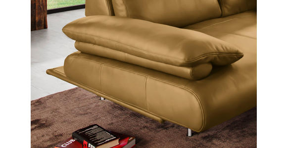 ECKSOFA in Echtleder Currygelb  - Currygelb/Schwarz, Design, Leder/Metall (305/231cm) - Dieter Knoll