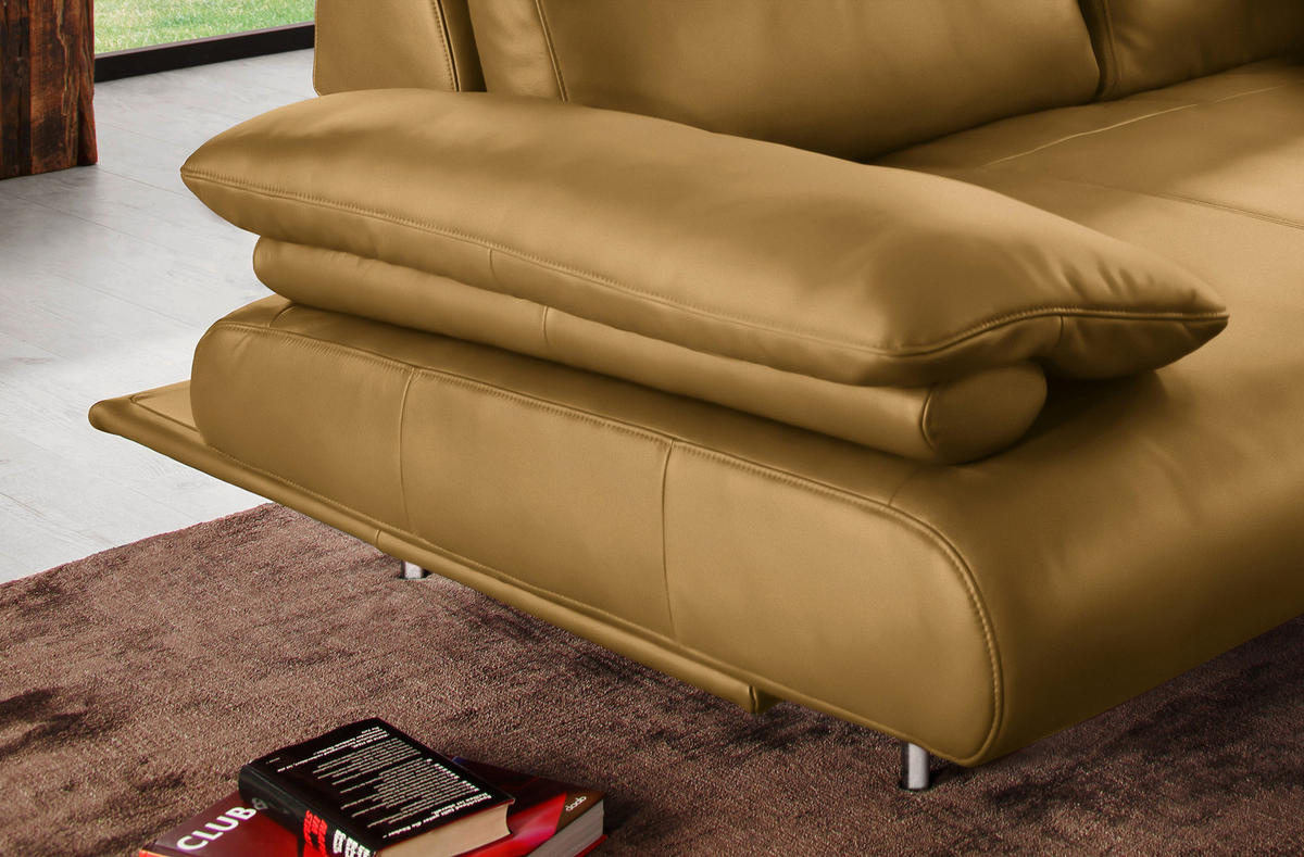 ECKSOFA in Echtleder Currygelb  - Currygelb/Schwarz, Design, Leder/Metall (305/231cm) - Dieter Knoll