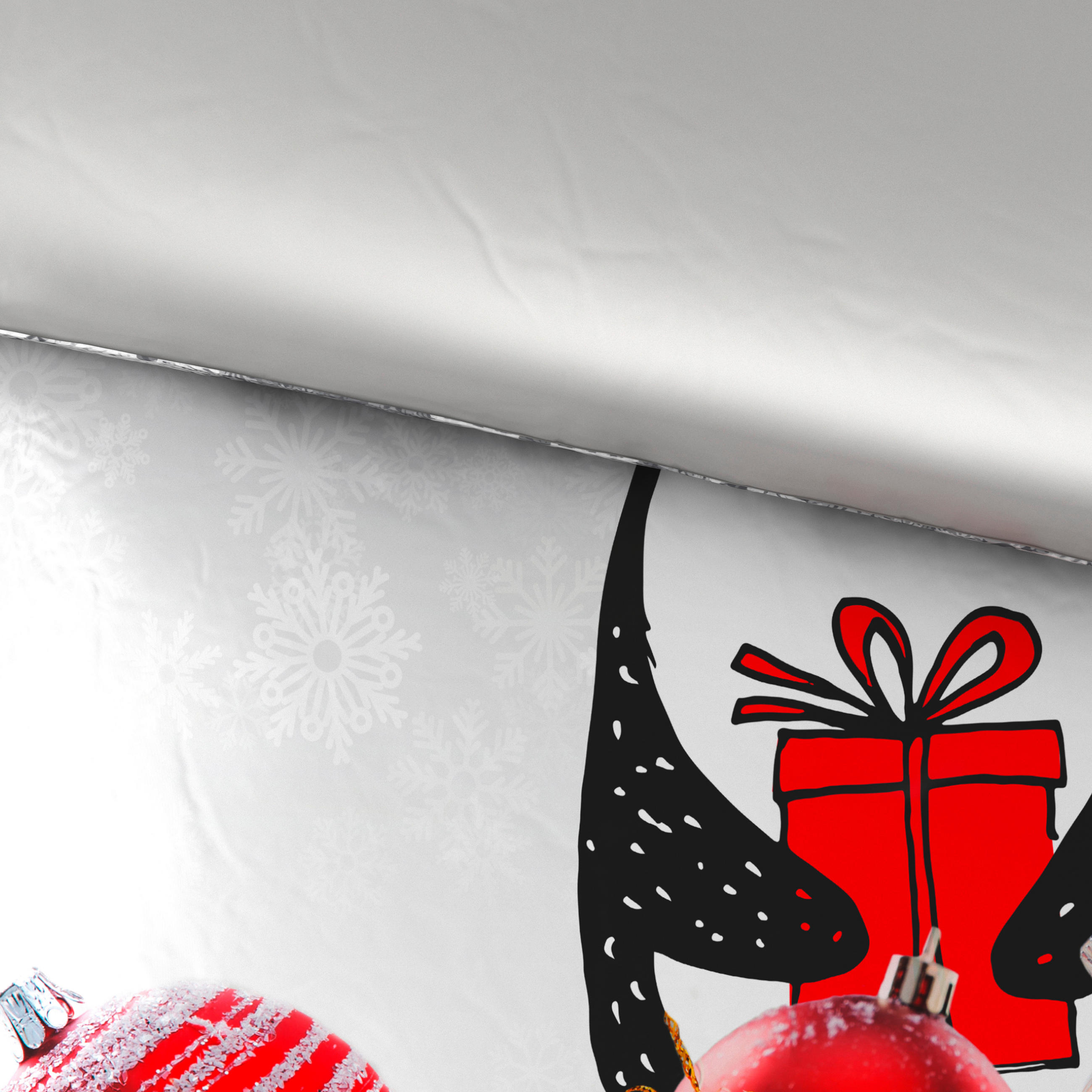 POSTELJINA SA DVA LICA Christmas Collection 140/200 cm saten siva  - siva, Osnovno, tekstil (140/200cm) - X-Mas
