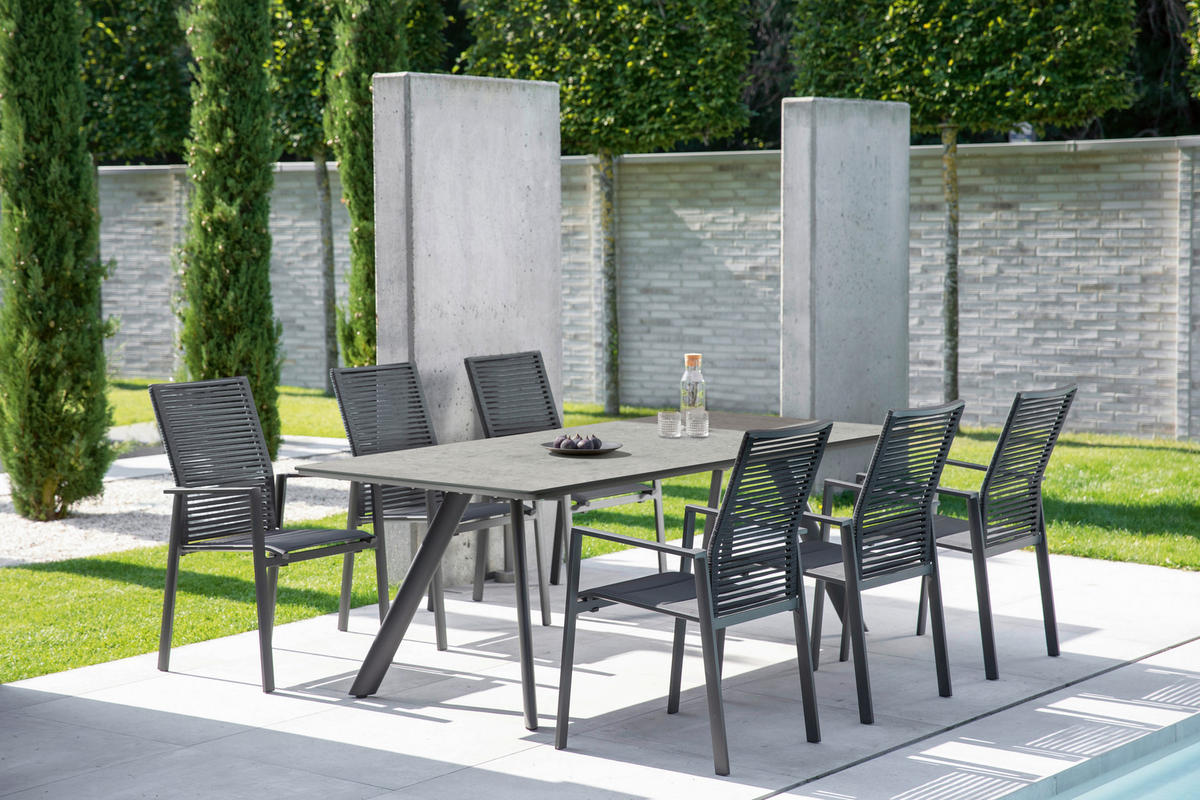 GARTENTISCH Kunststoff Anthrazit, Grau rechteckig  - Anthrazit/Grau, Design, Kunststoff/Metall (220/95/76cm)
