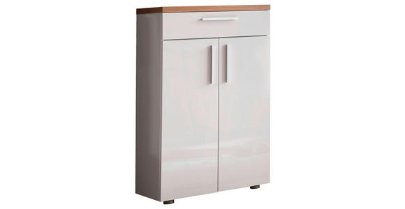 SCHUHSCHRANK 60/100/35 cm - Eichefarben/Silberfarben, Design, Holz/Holzwerkstoff (60/100/35cm) - Moderano