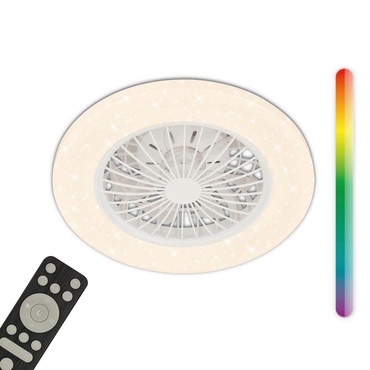 DECKENVENTILATOR 48.5/14.5 cm   - Weiß, Design, Kunststoff (48.5/14.5cm)