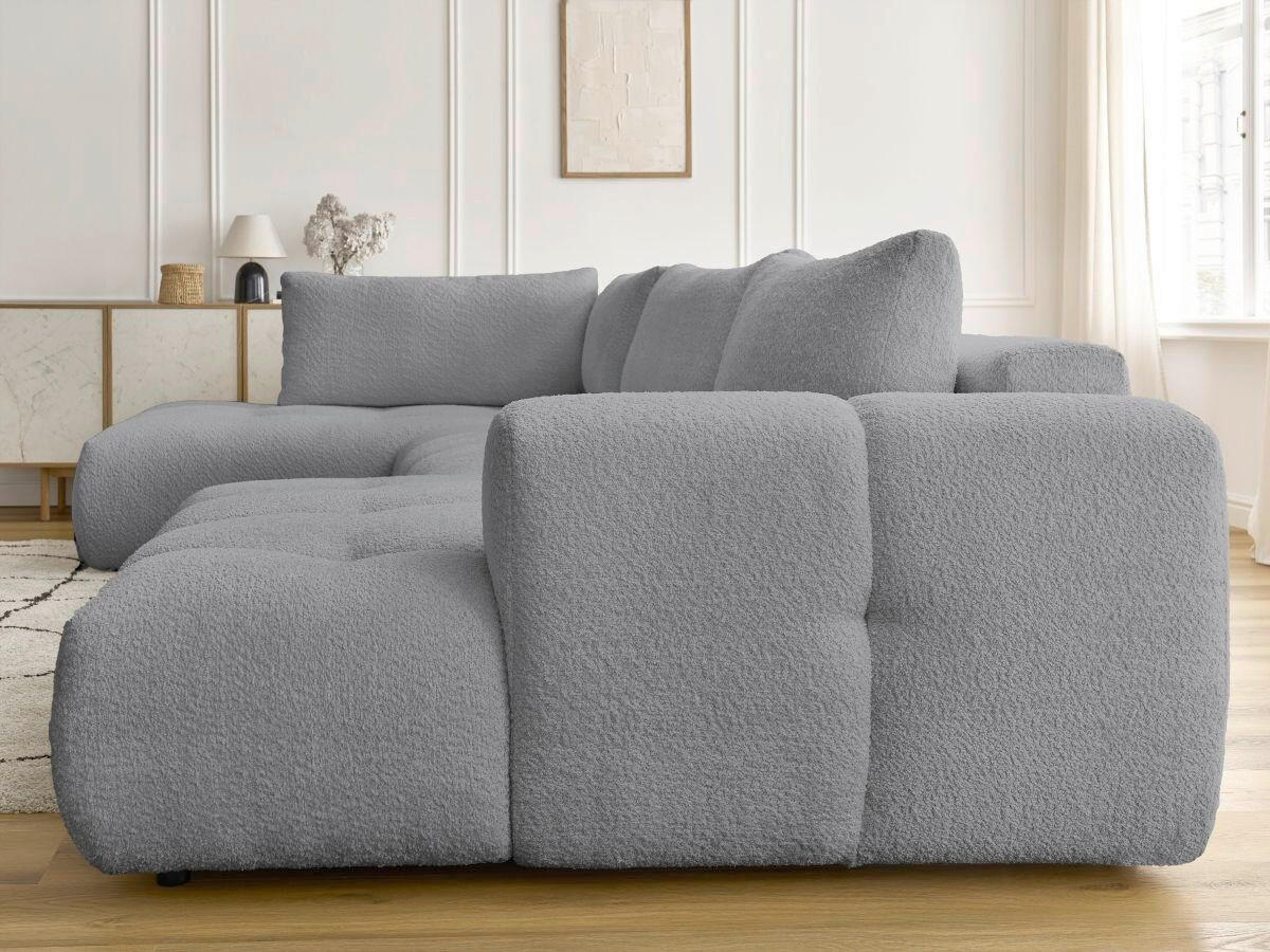 WOHNLANDSCHAFT  FUJI  Dunkelgrau Bouclé  - Dunkelgrau/Schwarz, MODERN, Kunststoff/Textil (204/377/160cm)