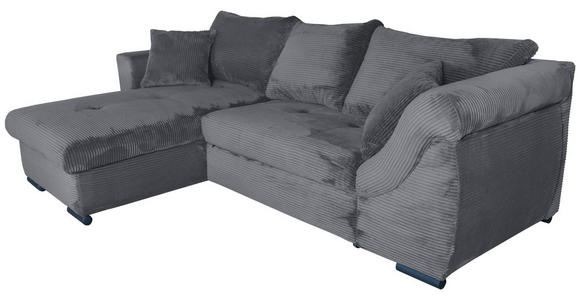 ECKSOFA  in Cord Dunkelgrau  - Dunkelgrau/Schwarz, KONVENTIONELL, Textil/Metall (168/258cm) - Carryhome