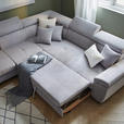 ECKSOFA in Cord Hellgrau  - Silberfarben/Hellgrau, Design, Textil/Metall (226/257cm) - Xora