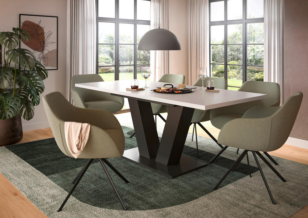 RAZTEGLJIVA MIZA, bela  - bela, Trend, leseni material (150-190/90/75cm)