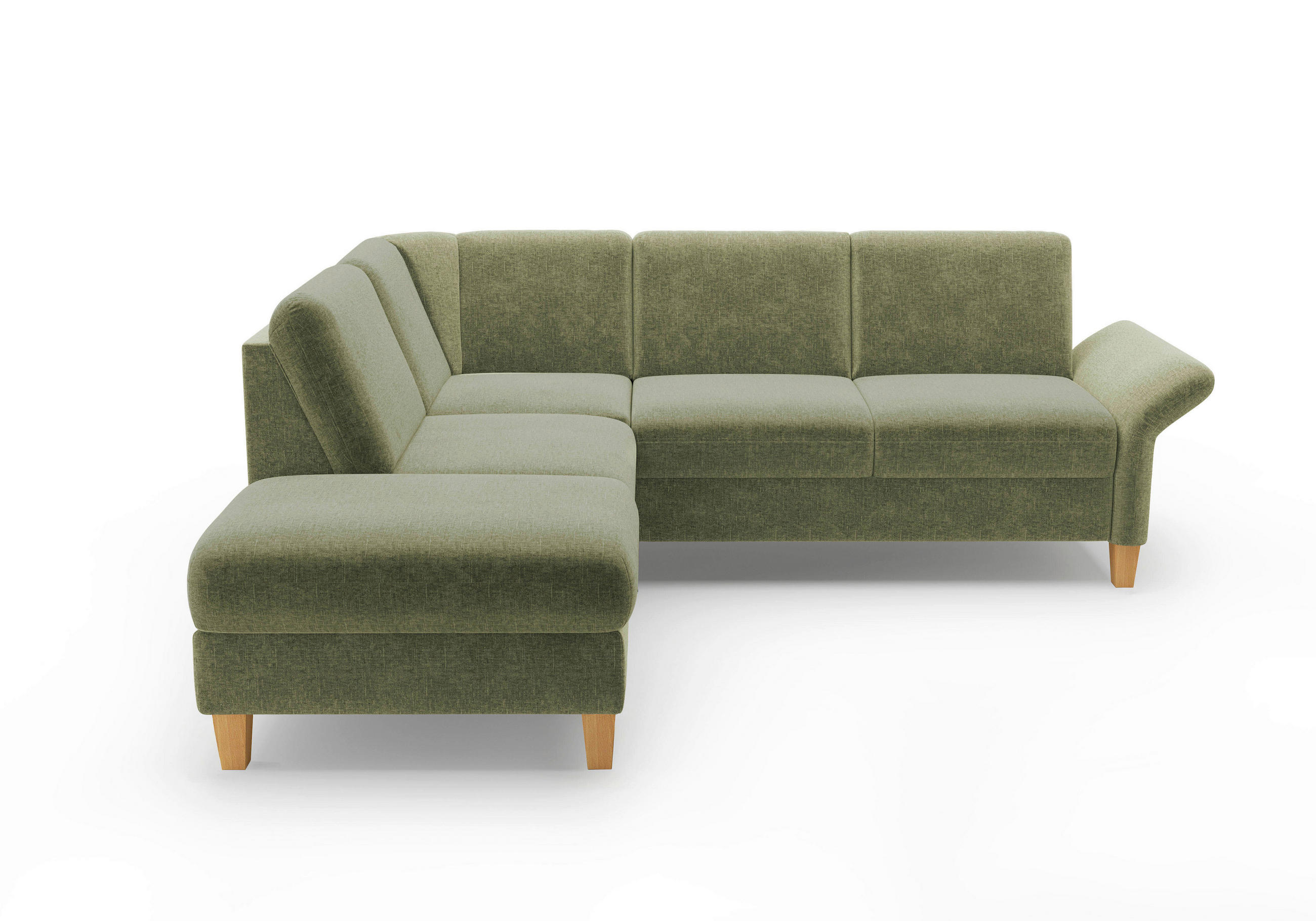 ECKSOFA ROCHELLE E Hellgrün Flachgewebe  - Eichefarben/Hellgrün, KONVENTIONELL, Holz/Textil (216/240cm) - Sit & More