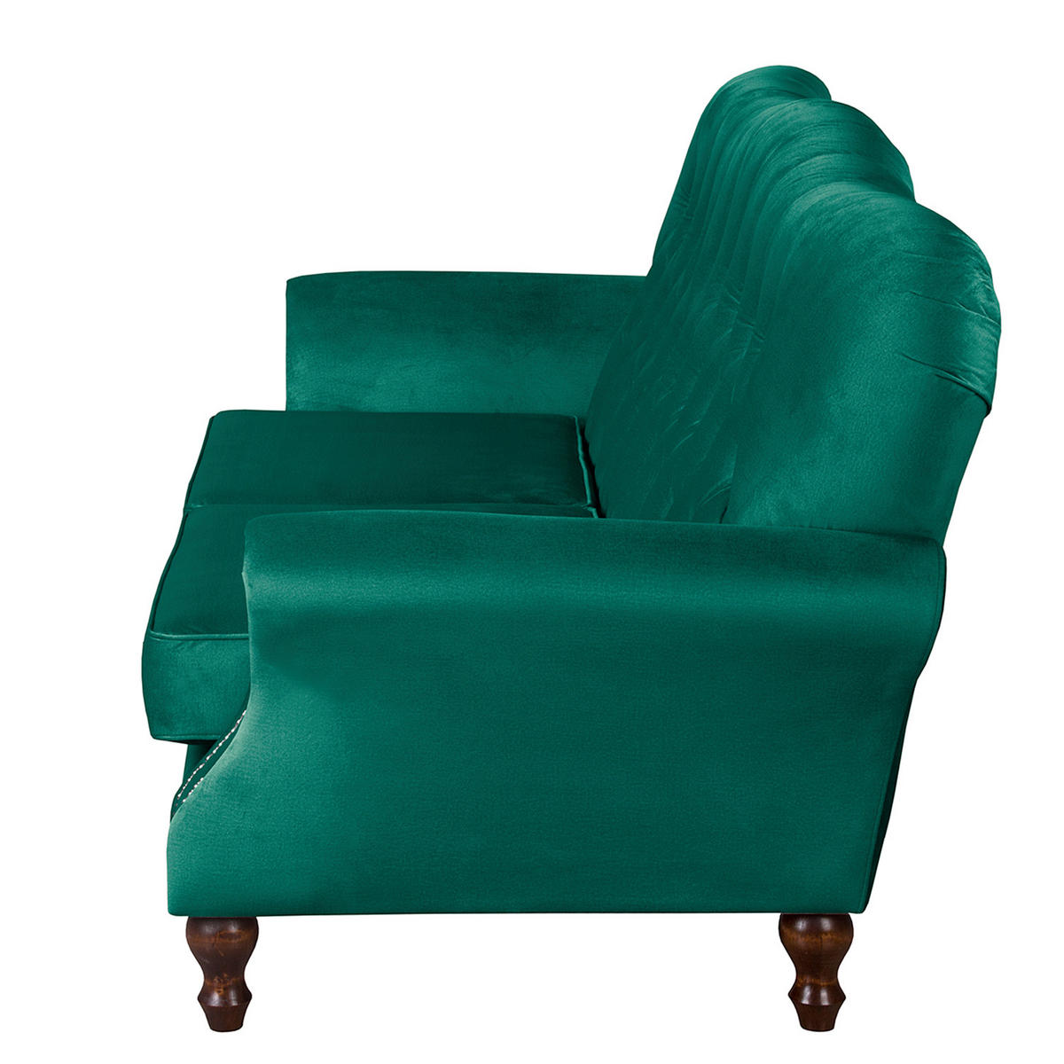 3-SITZER-SOFA Velours Grün  - Dunkelbraun/Grün, Design, Holz/Textil (210/98/95cm) - P & B