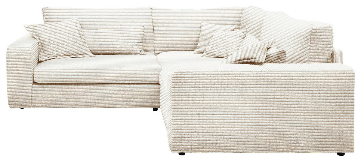 ECKSOFA Cord Creme  - Creme/Schwarz, Konventionell, Kunststoff/Textil (248/248cm) - Carryhome