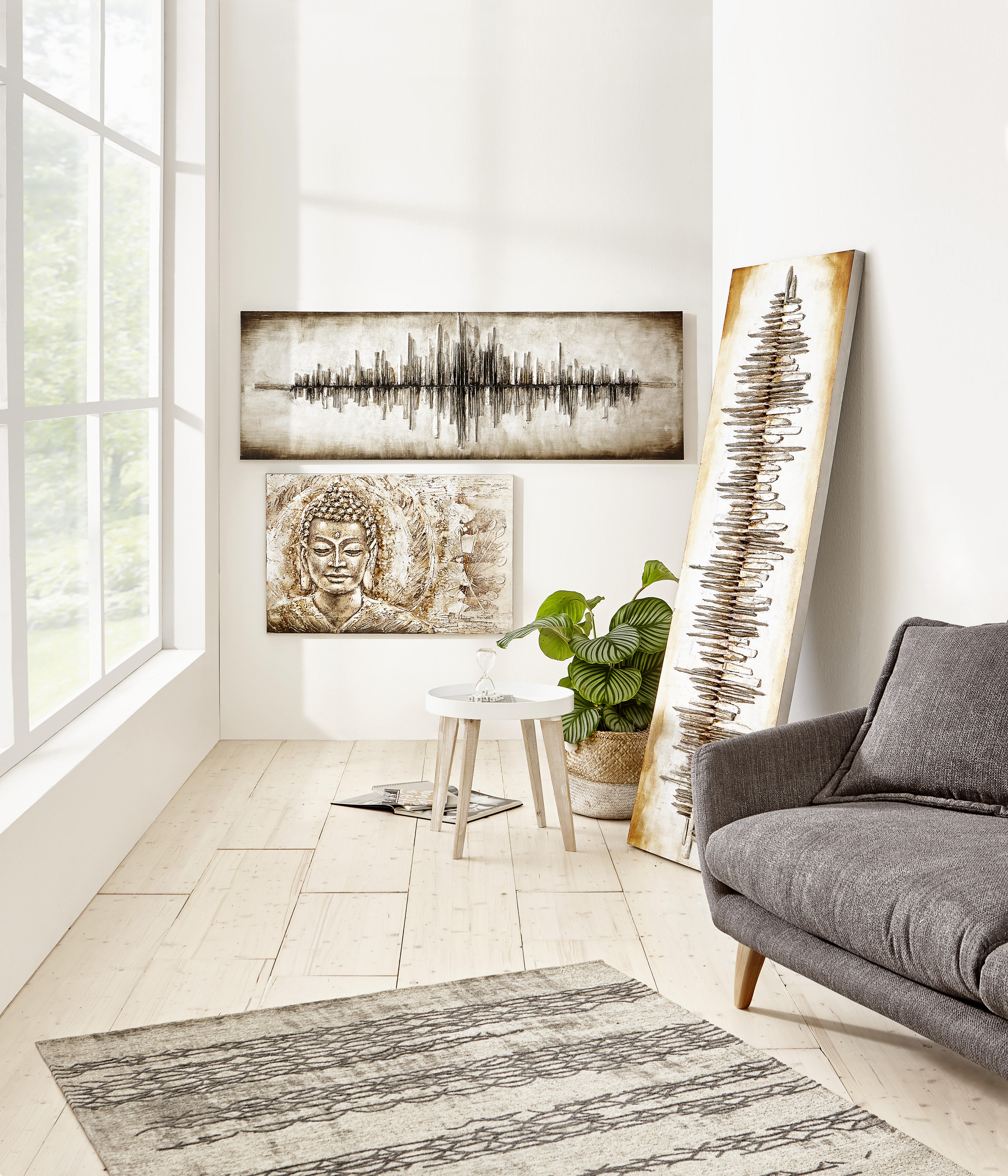 OBJEKTBILD Abstraktes 180/60 cm  - Silberfarben/Goldfarben, Design, Holz (180/60cm) - Monee