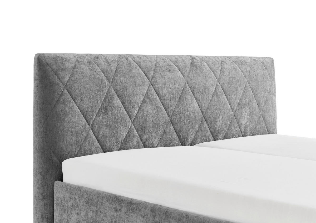 POLSTERBETT 180/200 cm,  in Grau, gepolstertes Kopfteil,  - Chromfarben/Grau, MODERN, Textil/Metall (180/200cm) - Xora