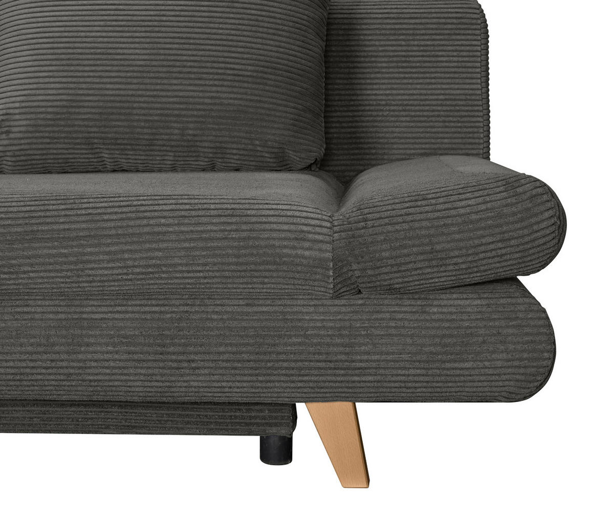 SCHLAFSOFA  mit Schlafen auf Sitzhöhe, haustierfreundlicher Bezug Cord Grau  - Buchefarben/Grau, KONVENTIONELL, Holz/Textil (200/75/85cm) - Carryhome