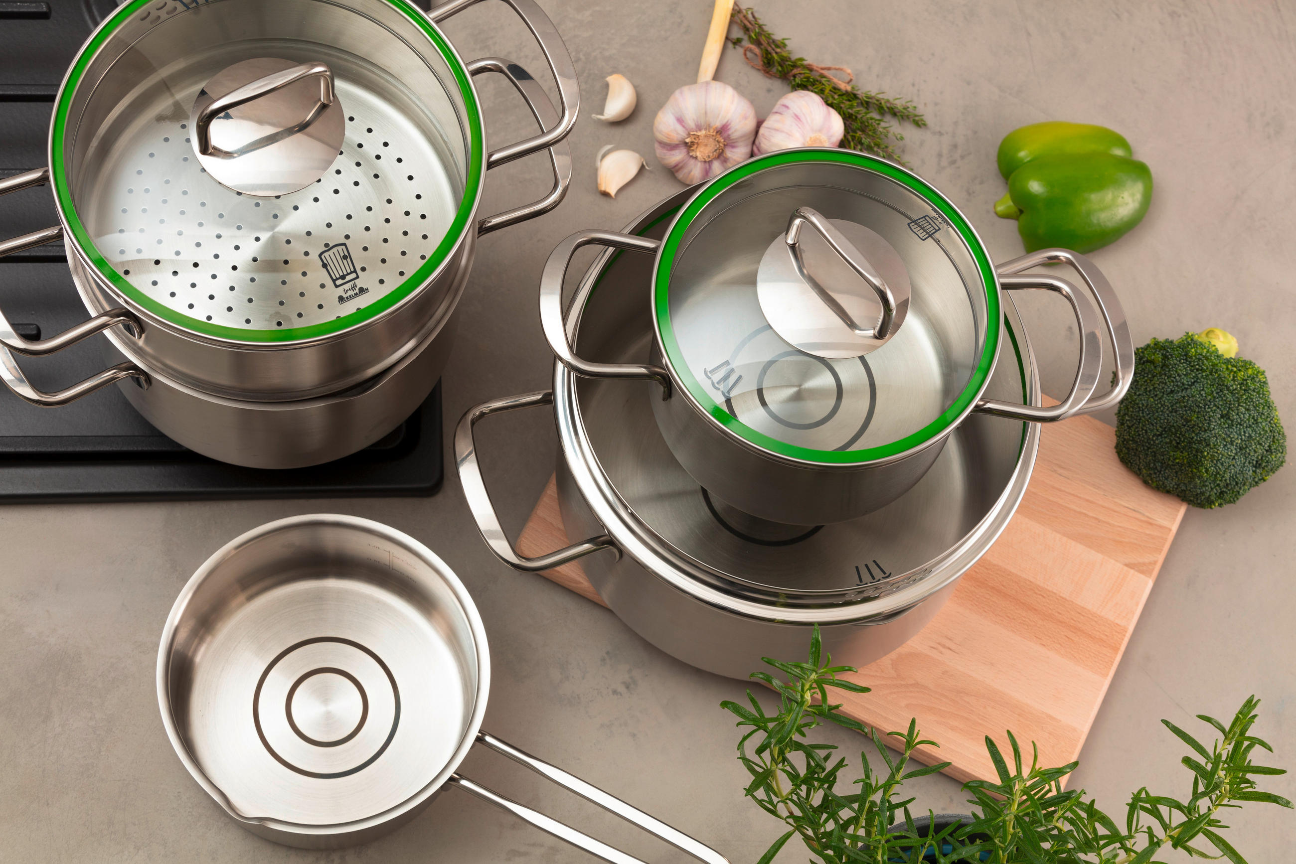 SET DE OALE 5 piese  - culoare inox, Design, sticlă/metal - Chefkoch+Fackelmann