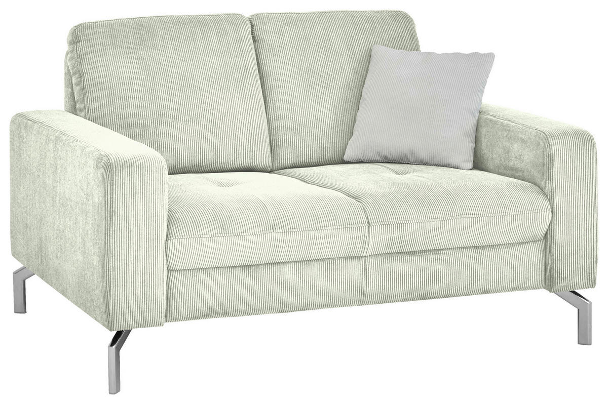 2-SITZER-SOFA  in Feincord Creme  - Chromfarben/Creme, Design, Textil/Metall (142/87/105cm) - Beldomo Style