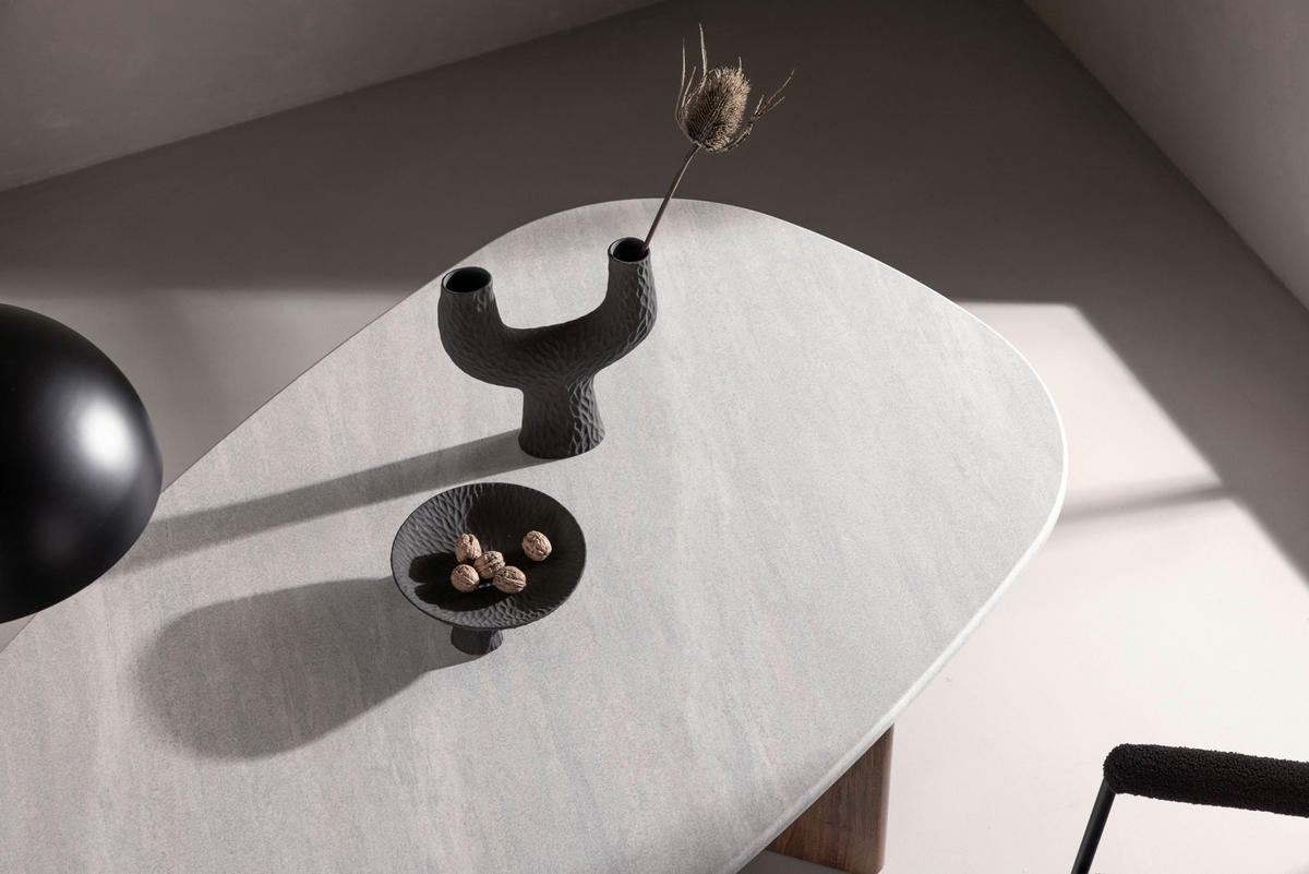 ESSTISCH furniert oval Hellgrau, Mokka  - Hellgrau/Mokka, Design, Holzwerkstoff (180/90/75cm) - Livetastic