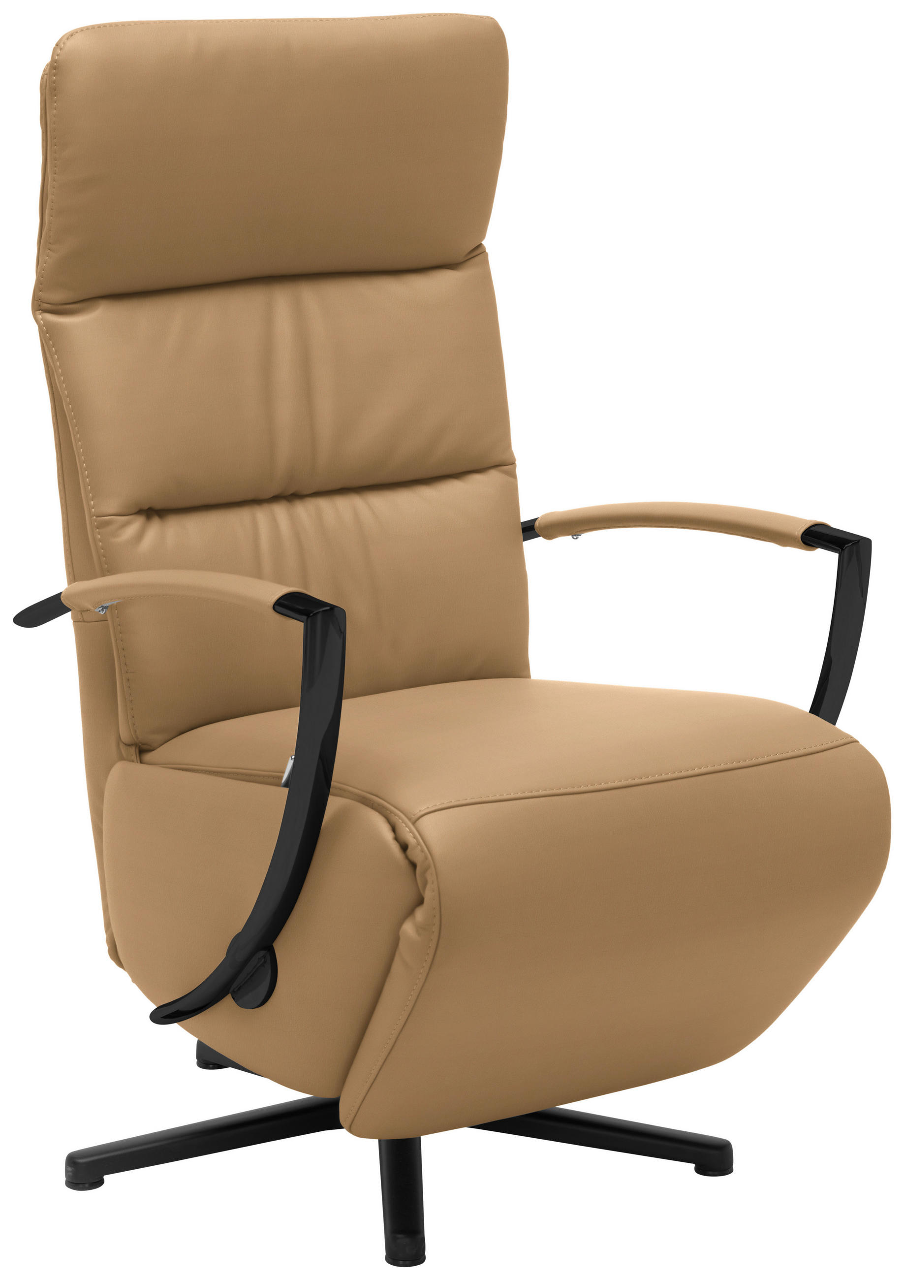 RELAXSESSEL in Leder Honig  - Schwarz/Honig, Design, Leder/Metall (64/112/80cm) - Cantus