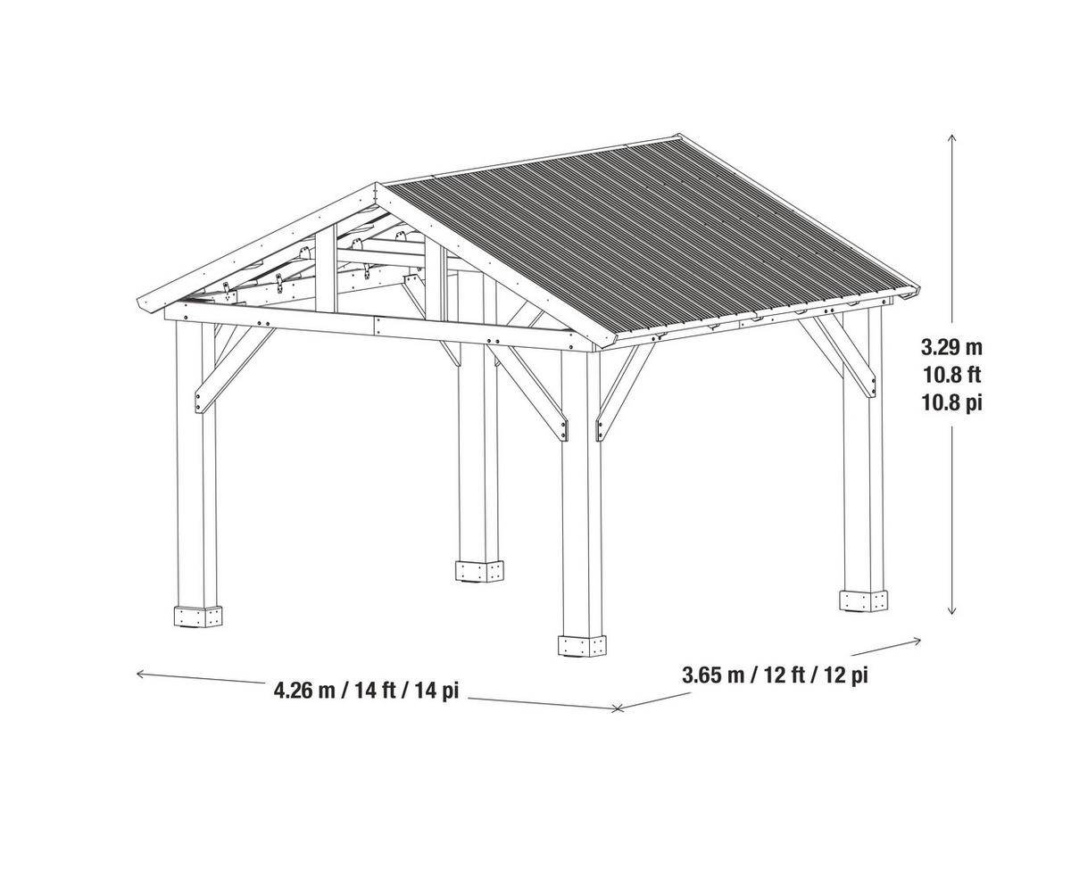 PAVILLON 366/330/427 cm   - Naturfarben, Basics, Holz/Metall (366/330/427cm)