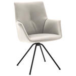 ARMLEHNSTUHL  Beinauswahl, Lederauswahl, Typenauswahl, Sitzfläche 360° drehbar  Echtleder  - Beige/Schwarz, Design, Leder/Metall (60/90/61cm) - Dieter Knoll