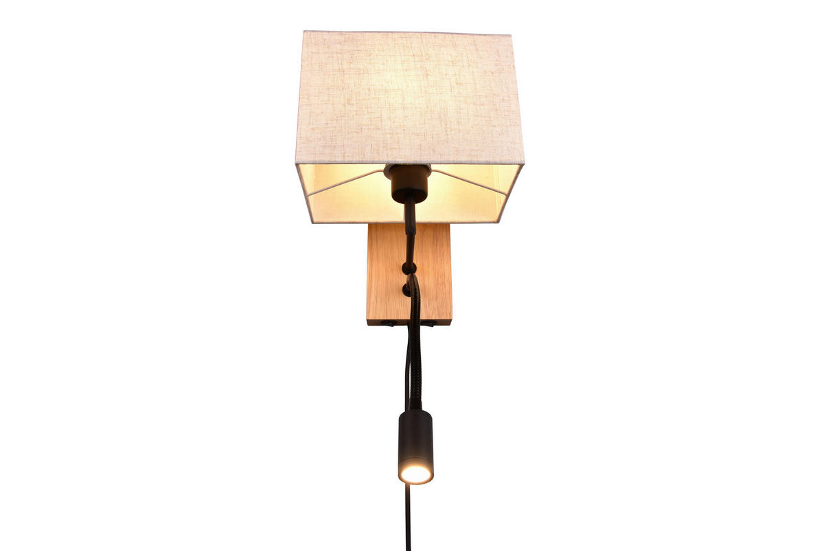WANDLEUCHTE   - Braun/Weiß, Natur, Holz/Textil (30/25/38cm)