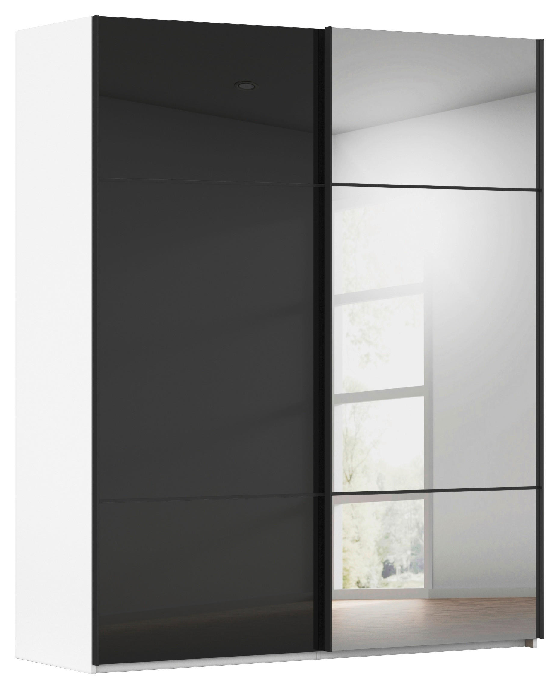SCHWEBETÜRENSCHRANK in Schwarz, Weiss  - Weiss/Schwarz, Konventionell, Glas/Holzwerkstoff (162/223/68cm) - Novel