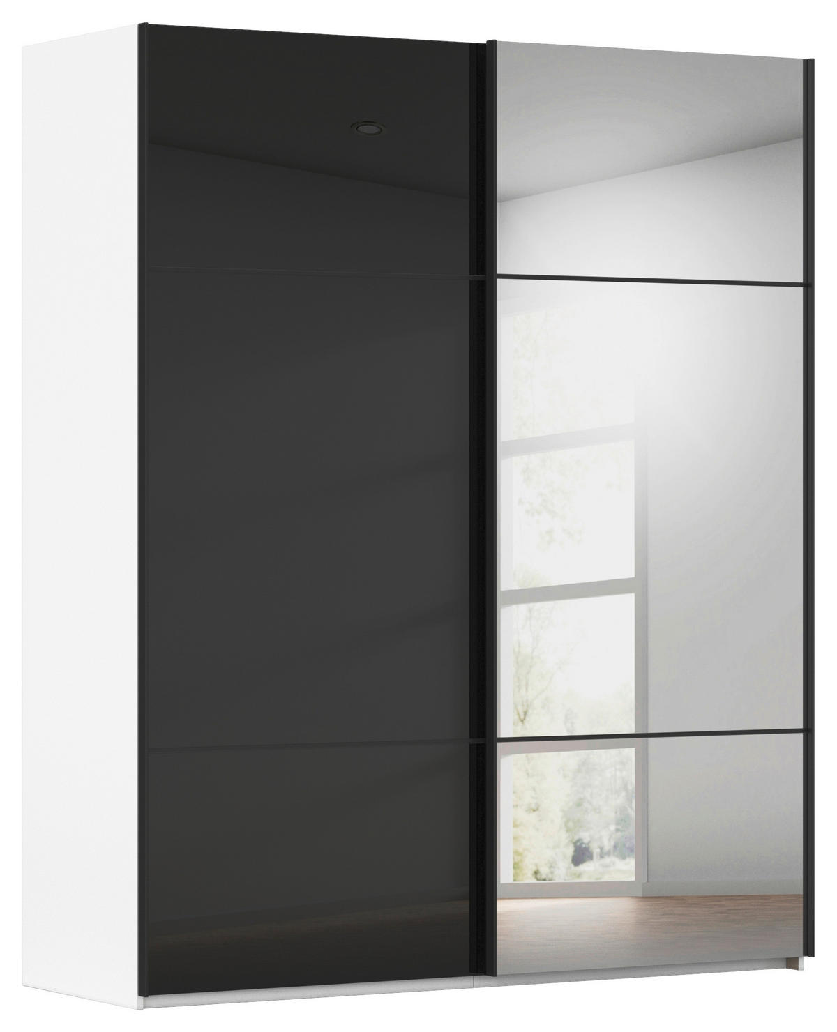SCHWEBETÜRENSCHRANK in Schwarz, Weiss  - Weiss/Schwarz, Konventionell, Glas/Holzwerkstoff (162/223/68cm) - Novel