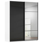 SCHWEBETÜRENSCHRANK 201/223/68 cm 2-türig Schwarz, Weiß  - Schwarz/Weiß, KONVENTIONELL, Glas/Holzwerkstoff (201/223/68cm) - Novel