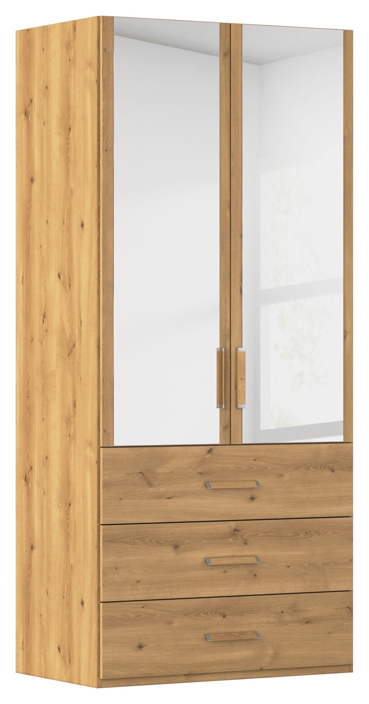 DREHTÜRENSCHRANK 101/223/60 cm 2-türig Eichefarben  - Eichefarben, Design, Glas/Holzwerkstoff (101/223/60cm) - Novel