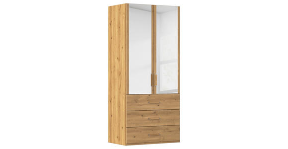 DREHTÜRENSCHRANK in Eichefarben - Eichefarben, Design, Glas/Holzwerkstoff (101/223/60cm) - Novel