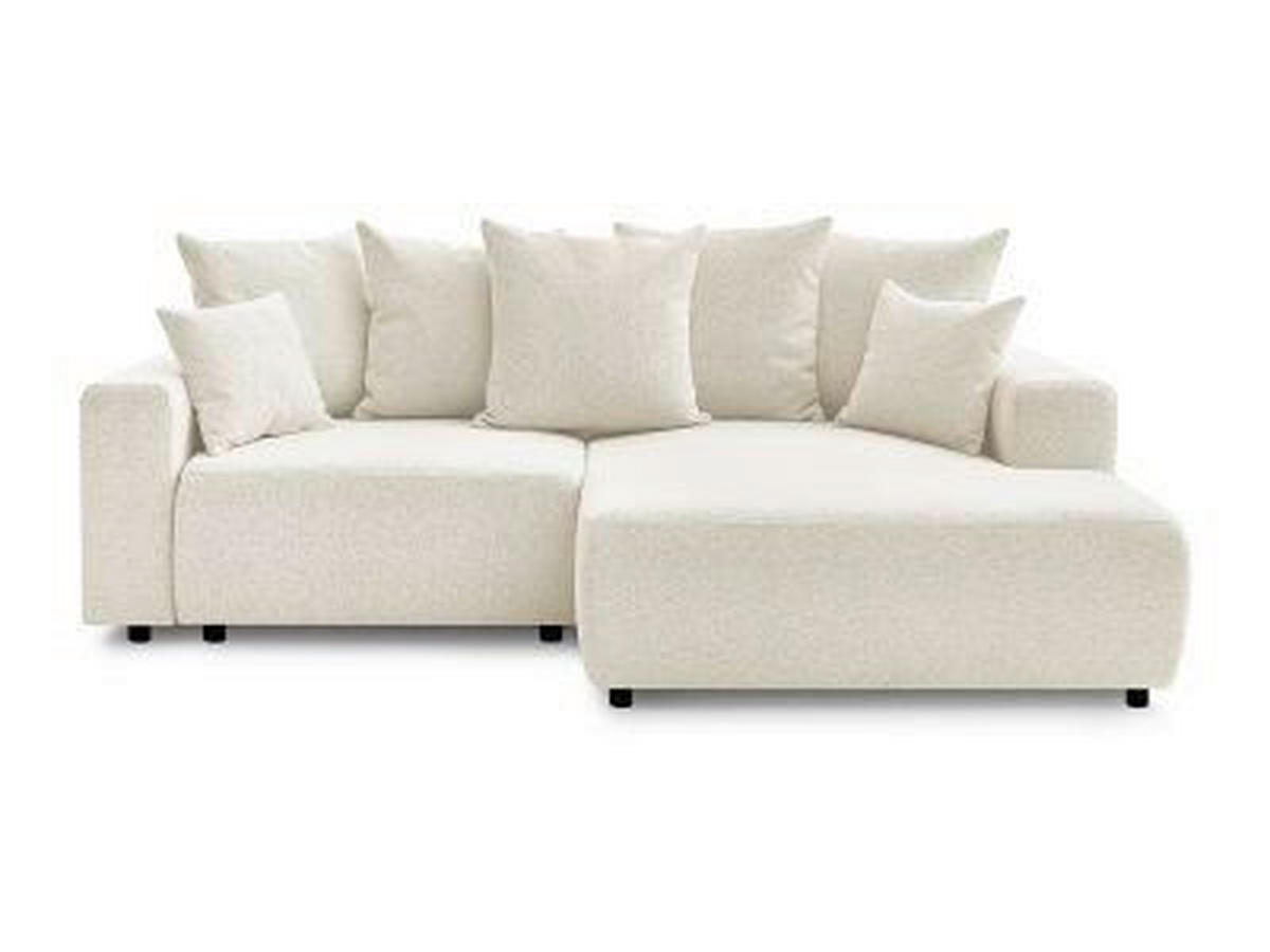 ECKSOFA Ottomane rechts  ATILLA Weiß Flachgewebe  - Schwarz/Weiß, MODERN, Kunststoff/Textil (244/149cm)
