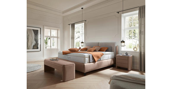 BOXSPRINGBETT 180/200 cm in Hellgrau, Hellbraun - Hellbraun/Hellgrau, Design, Textil/Metall (180/200cm) - Johann Jakob