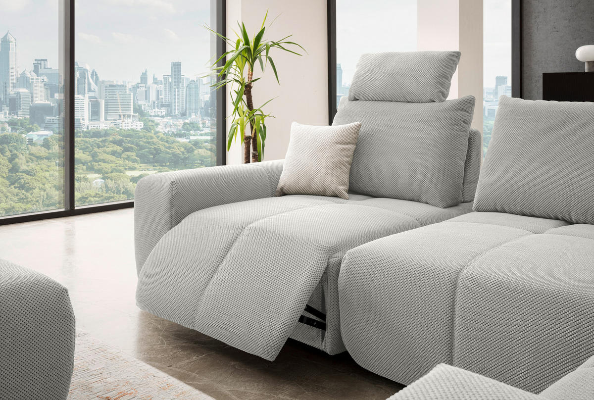 ECKSOFA in Velours Greige  326/236 cm  - Greige/Schwarz, Design, Kunststoff/Textil (326/236cm) - Xora
