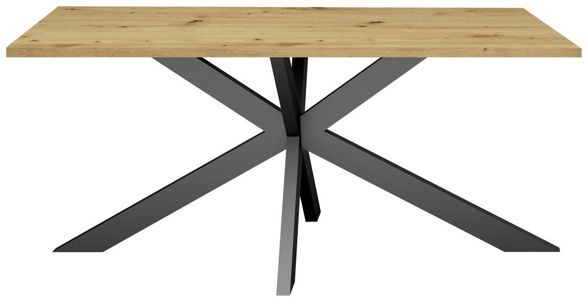 ESSTISCH rechteckig Schwarz, Eichefarben  - Eichefarben/Schwarz, MODERN, Holzwerkstoff/Metall (160/90/78cm) - Livetastic