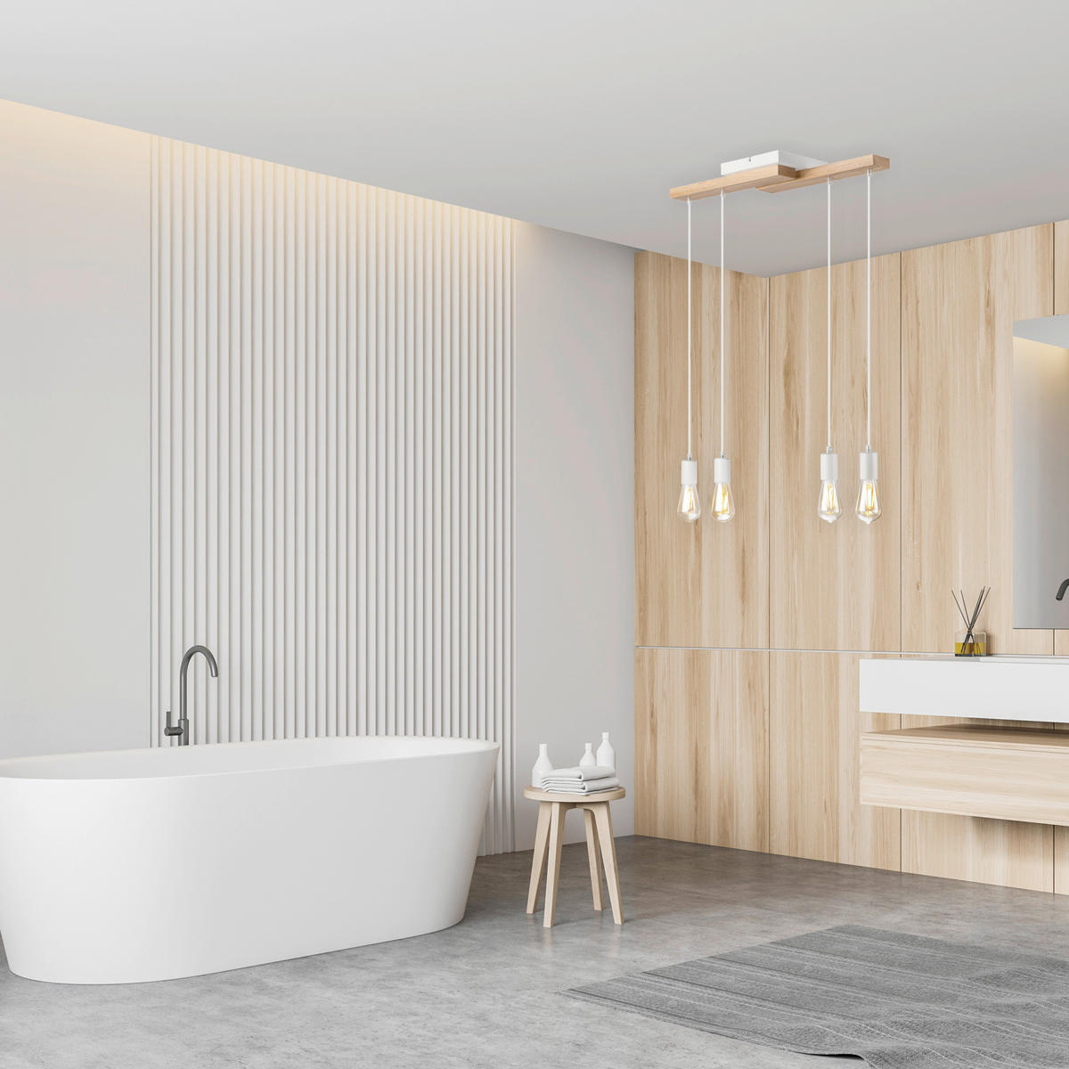 HÄNGELEUCHTE 64/84 cm  - Honigeiche/Weiß, Basics, Holz/Metall (64/84cm)