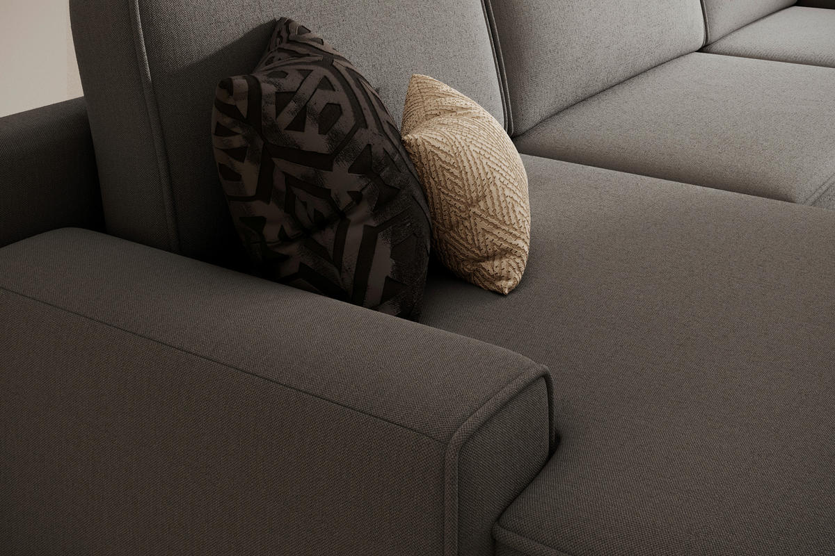 WOHNLANDSCHAFT CHALLENGE Graphitfarben Struktur  - Schwarz/Graphitfarben, MODERN, Kunststoff/Textil (168/333/168cm) - Trendmanufaktur