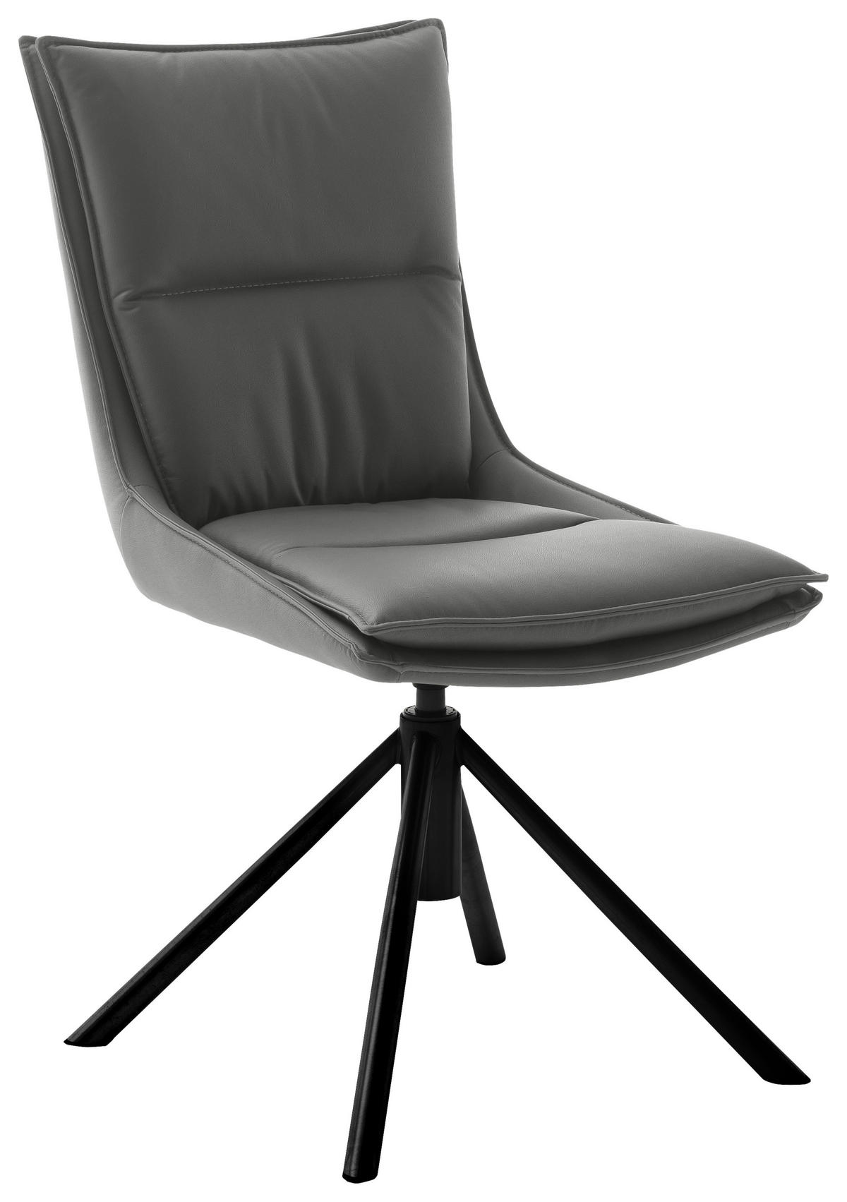 STUHL  in Eisen beschichtet  - Anthrazit/Schwarz, Design, Textil/Metall (49/90/65cm) - Novel
