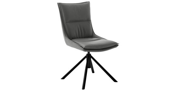 STUHL in Eisen beschichtet Metall, Textil - Anthrazit/Schwarz, Design, Textil/Metall (49/90/65cm) - Novel