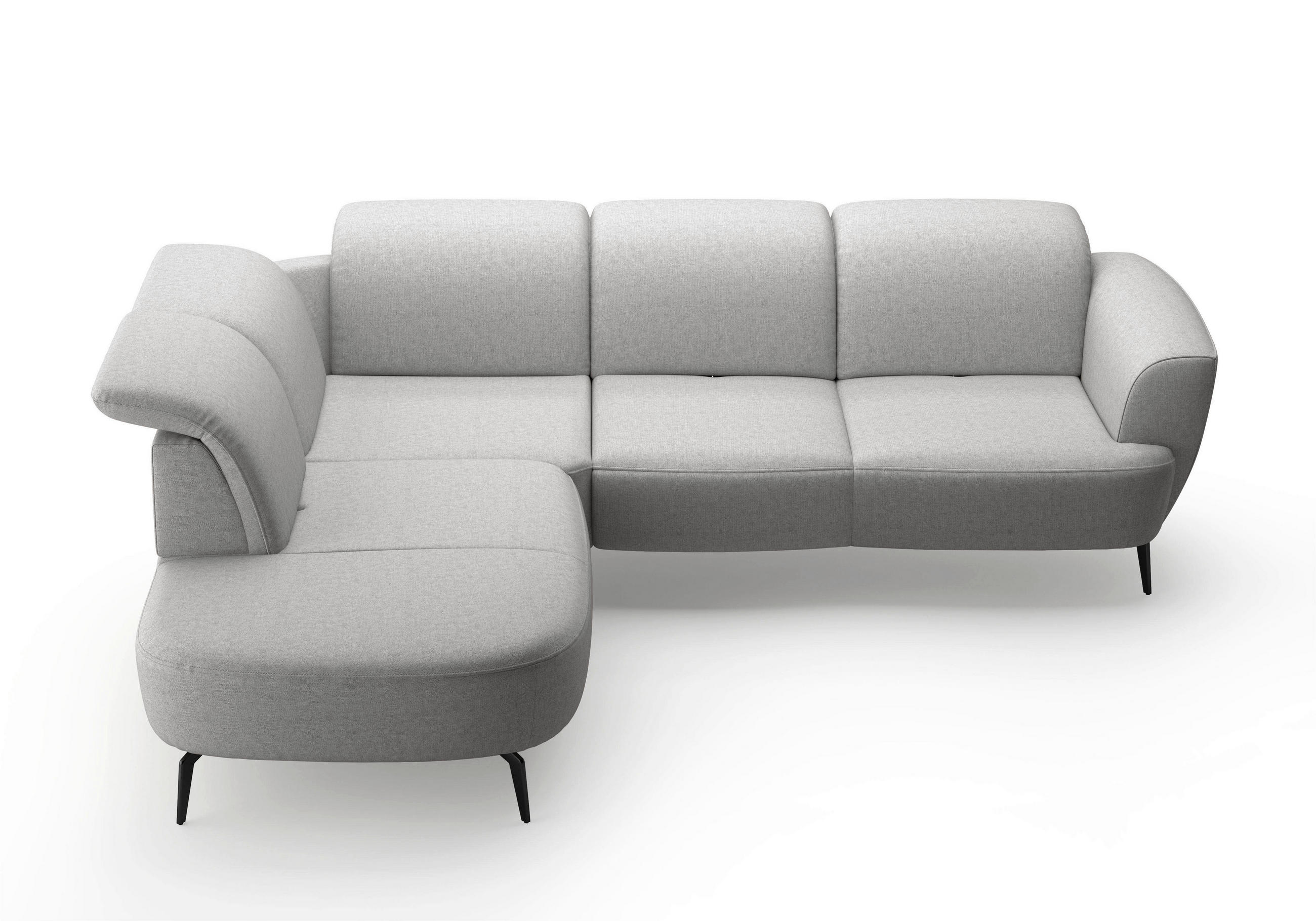 ECKSOFA in Flachgewebe Hellgrau  - Hellgrau/Schwarz, Konventionell, Textil/Metall (267/300cm) - Sit & More